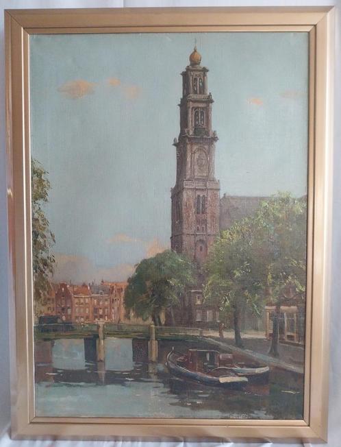 Jongers (XXe) - Westerkerk Amsterdam - 1950, Antiek en Kunst, Kunst | Schilderijen | Klassiek, Ophalen