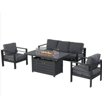 Luxe Aluminium Loungeset met Vuurtafel beschikbaar voor biedingen