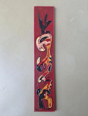 Erik Loman abstract schilderij acryl op linnen doek 80x15cm beschikbaar voor biedingen
