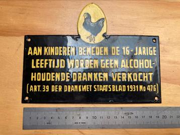 Emaille “Zwarte kip” bord. beschikbaar voor biedingen
