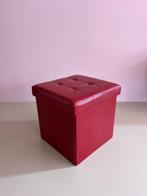Vintage Opberg/Zitpoef – Rood Kunstleer, Minder dan 50 cm, Gebruikt, Minder dan 50 cm, Ophalen of Verzenden