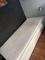 1 persoonsbed met lades frame+matras+matrasbescherming, 90 cm, Gebruikt, Eenpersoons, Wit