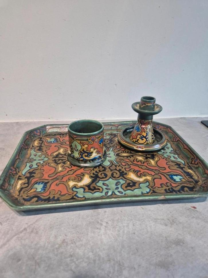 Gouda Plateel set, Antiek en Kunst, Antiek | Keramiek en Aardewerk, Ophalen of Verzenden