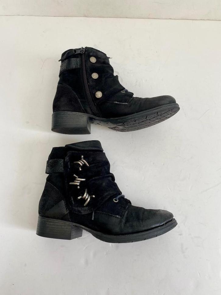 G533 Kim Kay mt. 39 leren veter-boots lage laarzen schoenen, Kleding | Dames, Schoenen, Zo goed als nieuw, Zwart, Ophalen of Verzenden