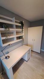 Tienerkamer whitewash grenen (kast, bed, buro, boekenrekken), Ophalen, Gebruikt, Eenpersoons, Whitewash grenen