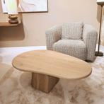 Organische vorm salontafel | kolom poot | massief eikenhout, Eikenhout, Nieuw, Overige vormen, Minder dan 50 cm