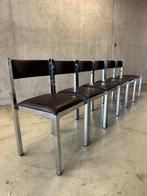 Set/6 Vintage Italian Design eetkamer stoelen Milo Baughman, Ophalen, Bruin, X, X