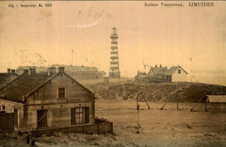 IJmuiden - Vuurtoren - Buiten, Verzamelen, Ansichtkaarten | Nederland, Gelopen, Noord-Holland, Voor 1920, Ophalen of Verzenden