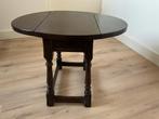 Exclusief ovale houten bijzettafeltje  met inklapbare bladen, Ophalen, Gebruikt, Eikenhout, Minder dan 50 cm