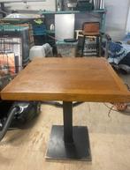 Houten tafel met ijzeren onderstel - Gebruikt, Huis en Inrichting, Tafels | Eettafels, Ophalen, Gebruikt, 50 tot 100 cm, Vierkant