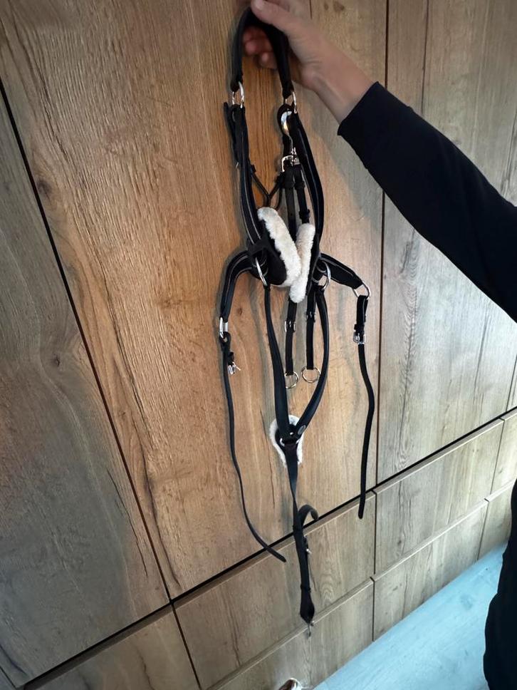 Borsttuig QHP Ontario Zwart, Dieren en Toebehoren, Paarden en Pony's | Hoofdstellen en Tuigage, Zo goed als nieuw, Springen, Ophalen of Verzenden