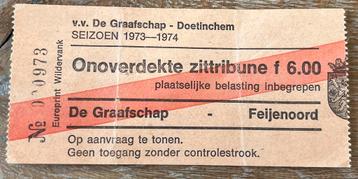 Toegangskaartje De Graafschap - Feijenoord 1973/74 beschikbaar voor biedingen