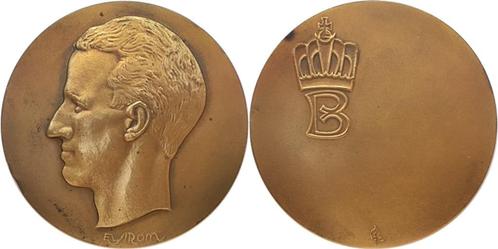Grote penning Boudewijn, Postzegels en Munten, Penningen en Medailles, Brons, Buitenland, Verzenden