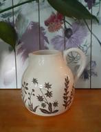 Vintage Keramische Kan met Bloemen, Ophalen of Verzenden