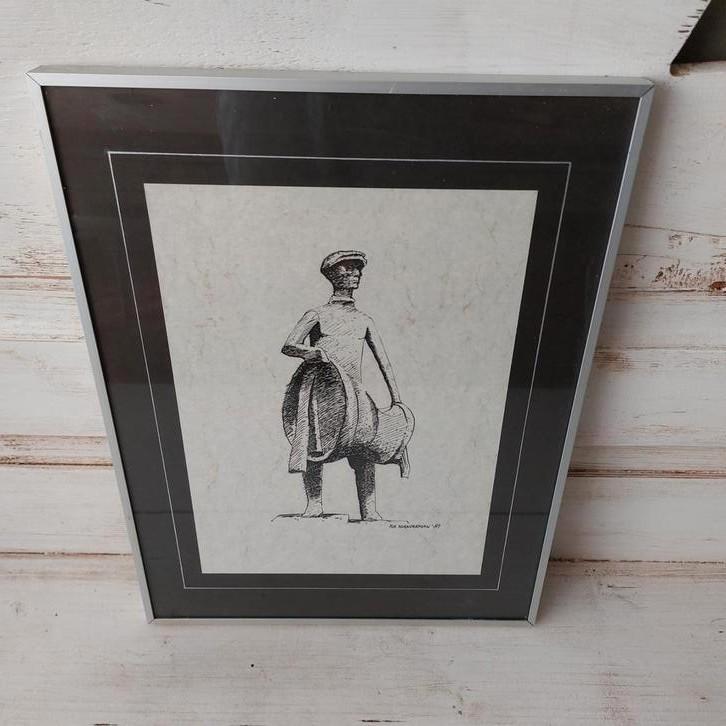 Klanderman Rik gemaakt in 1987 pentekening?, Antiek en Kunst, Kunst | Tekeningen en Foto's, Ophalen