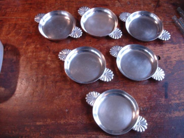 ﻿6 ANTIEKE SOLA 100 VER ZILVER DE DESSERT SCHAALTJES - wvq, Antiek en Kunst, Antiek | Overige Antiek, Verzenden