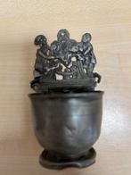 Antiek Wijwaterkelkje met Ornament, Antiek en Kunst, Antiek | Tin, Ophalen of Verzenden