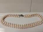 Art Deco 3 strengen echte zoutwater parel ketting, Sieraden, Tassen en Uiterlijk, Antieke sieraden, Ophalen of Verzenden, Overige materialen