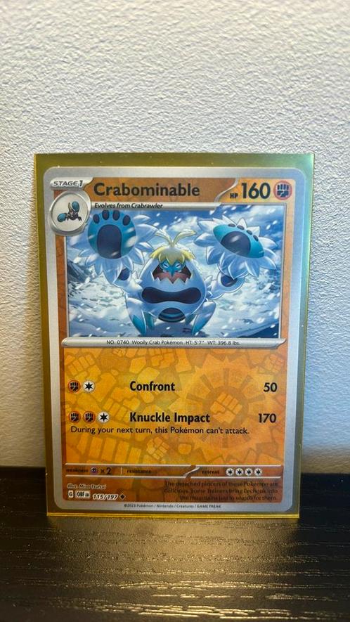 Crabominable 115/197 Obsidian Flames reverse holo, Hobby en Vrije tijd, Verzamelkaartspellen | Pokémon, Nieuw, Boosterbox, Ophalen of Verzenden