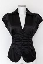 Getailleerde zwarte blouse met korte mouw maat S, Ophalen of Verzenden, Gedragen, Maat 38/40 (M), Zwart