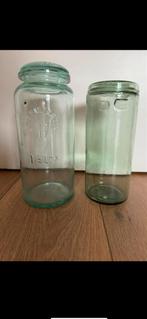 2 Oude Glazen Potten - Vintage Charme, Antiek en Kunst, Ophalen of Verzenden
