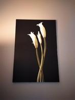 2 schilderijen, zwarte achtergrond met bloemen., Ophalen