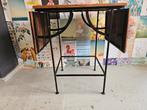 Vintage Uitklaptafel Hout/Metaal, Ophalen, Gebruikt, 50 tot 100 cm, Vintage