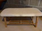 Houten bankje met teddy stof, Huis en Inrichting, Stoelen, Wit, Ophalen of Verzenden, Zo goed als nieuw, Eén