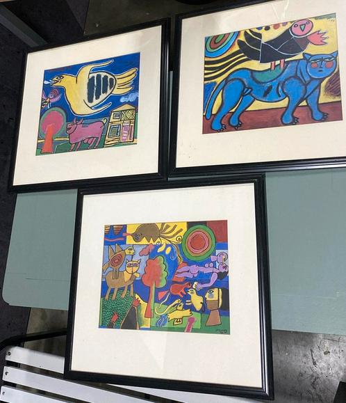 3x Corneille print, Antiek en Kunst, Kunst | Litho's en Zeefdrukken, Ophalen
