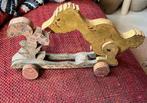 Antiek Houten Sleetse Specht op Houten Wielen (Trekkarretje), Ophalen of Verzenden