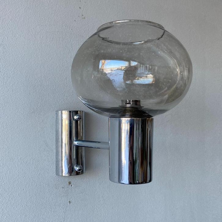 OPRUIMING chroom lampen Frans design Sciolari jaren 50 60, Huis en Inrichting, Lampen | Wandlampen, Gebruikt, Glas, Metaal, Overige materialen