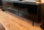 Tv-meubel Ikea Rannäs met deuren, zwart/zwart glas., Ophalen, Minder dan 100 cm, 25 tot 50 cm, Glas