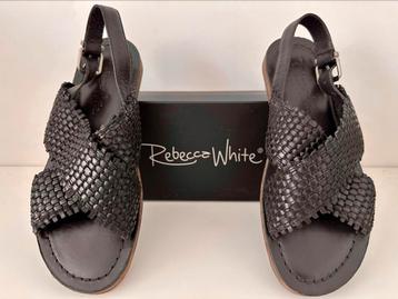 Zwart leren gevlochten sandalen Rebecca White maat 39 beschikbaar voor biedingen