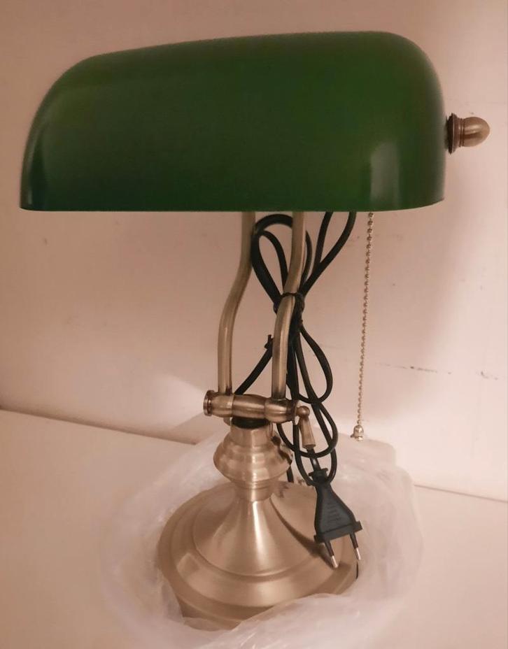 Klassieke Engelse Bankierslamp Notarislamp Mat Messing Nieuw, Huis en Inrichting, Lampen | Tafellampen, Nieuw, Minder dan 50 cm