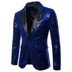 Heren blauw glitter colbert mannen blauwe blazer paillet, Kleding | Heren, Kostuums en Colberts, Nieuw, Blauw, Verzenden