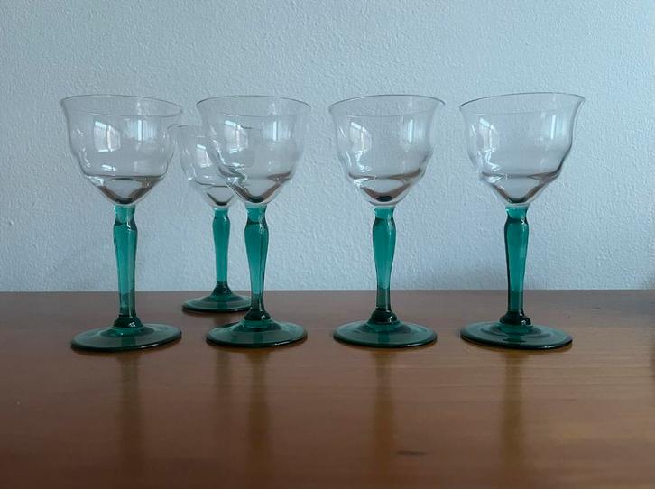 W.J.Rozendaal: 4 Petunia borrelglazen 11 cm Kristalunie 1935, Antiek en Kunst, Antiek | Glas en Kristal, Ophalen of Verzenden