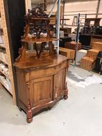 Antiek mahonie kast met spiegel en kuif, Antiek en Kunst, Antiek | Meubels | Kasten, Ophalen of Verzenden