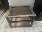 Vintage jaren 60. Salon/bijzettafel rotan /glas, Huis en Inrichting, Tafels | Bijzettafels, Ophalen
