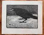 Jan Mankes 1889-1920 / Houtsnede Schreeuwende Kraai 1918, Antiek en Kunst, Kunst | Etsen en Gravures, Ophalen of Verzenden
