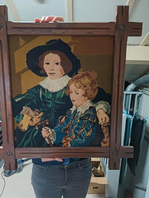 Wandkleed met houten frame, Antiek en Kunst, Antiek | Kleden en Textiel, Ophalen