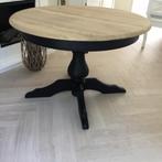 Ronde uitschuifbare bolpoot eettafel in landelijke style, Huis en Inrichting, Ophalen of Verzenden, Vijf personen of meer, 100 tot 150 cm