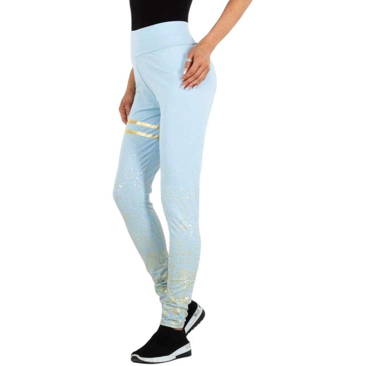 Legging lichtblauw goud glitter S/M, Kleding | Dames, Leggings, Maillots en Panty's, Nieuw, Legging, Maat 36/38 (S), Blauw, Ophalen of Verzenden