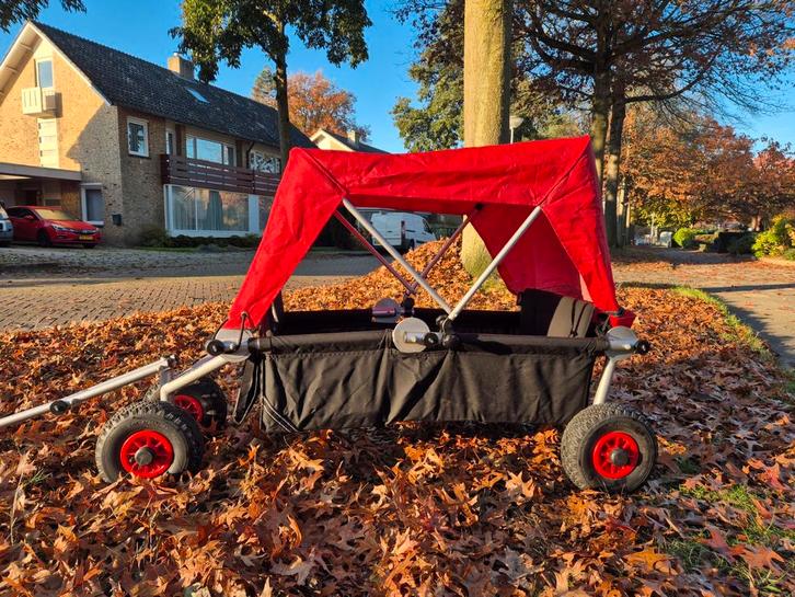 Ulfbo opvouwbare bolderkar met huif en regenschermen, Caravans en Kamperen, Bolderkarren, Zo goed als nieuw, Opvouwbaar, Ophalen