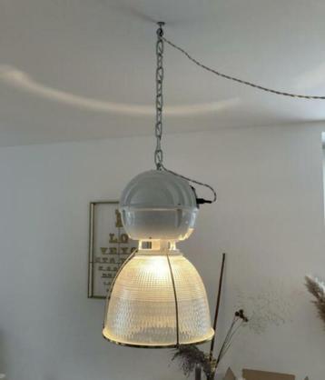 Grote vintage werkplaatslamp (7x) werkverlichting bouwlamp