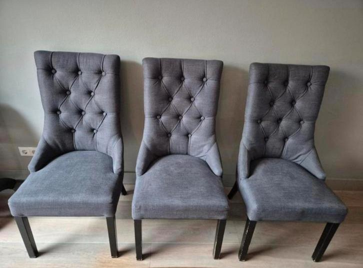 6 landelijke eetkamerstoelen, Huis en Inrichting, Stoelen, Vier, Grijs, Ophalen