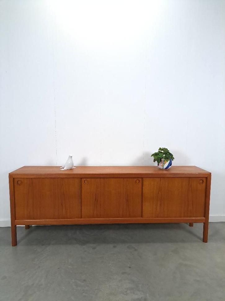 Deens teak design Bramin dressoir vintage sideboard, Huis en Inrichting, Kasten | Dressoirs, Gebruikt, 200 cm of meer, 25 tot 50 cm