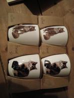 4 poezen mokjes van Francien, Huis en Inrichting, Keuken | Servies, Ophalen of Verzenden, Nieuw, Overige stijlen, Kop(pen) en/of Schotel(s)