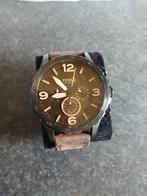 Fossil Herenhorloge met leren band, Sieraden, Tassen en Uiterlijk, Horloges | Heren, Overige merken, Staal, Polshorloge, Ophalen of Verzenden