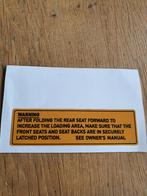 Warning sticker dummy VW Kever 1303 cabriolet USA., Ophalen of Verzenden