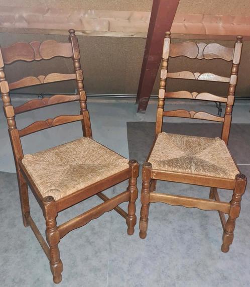 Eiken stoelen met rieten zitting, 4 stuks., Antiek en Kunst, Antiek | Meubels | Stoelen en Banken, Ophalen
